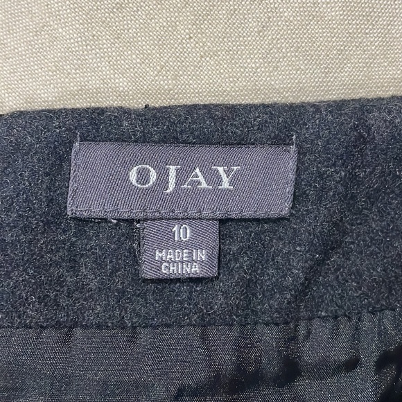 Black wool and dark brown leather skirt size 10 - Picture 3 of 3